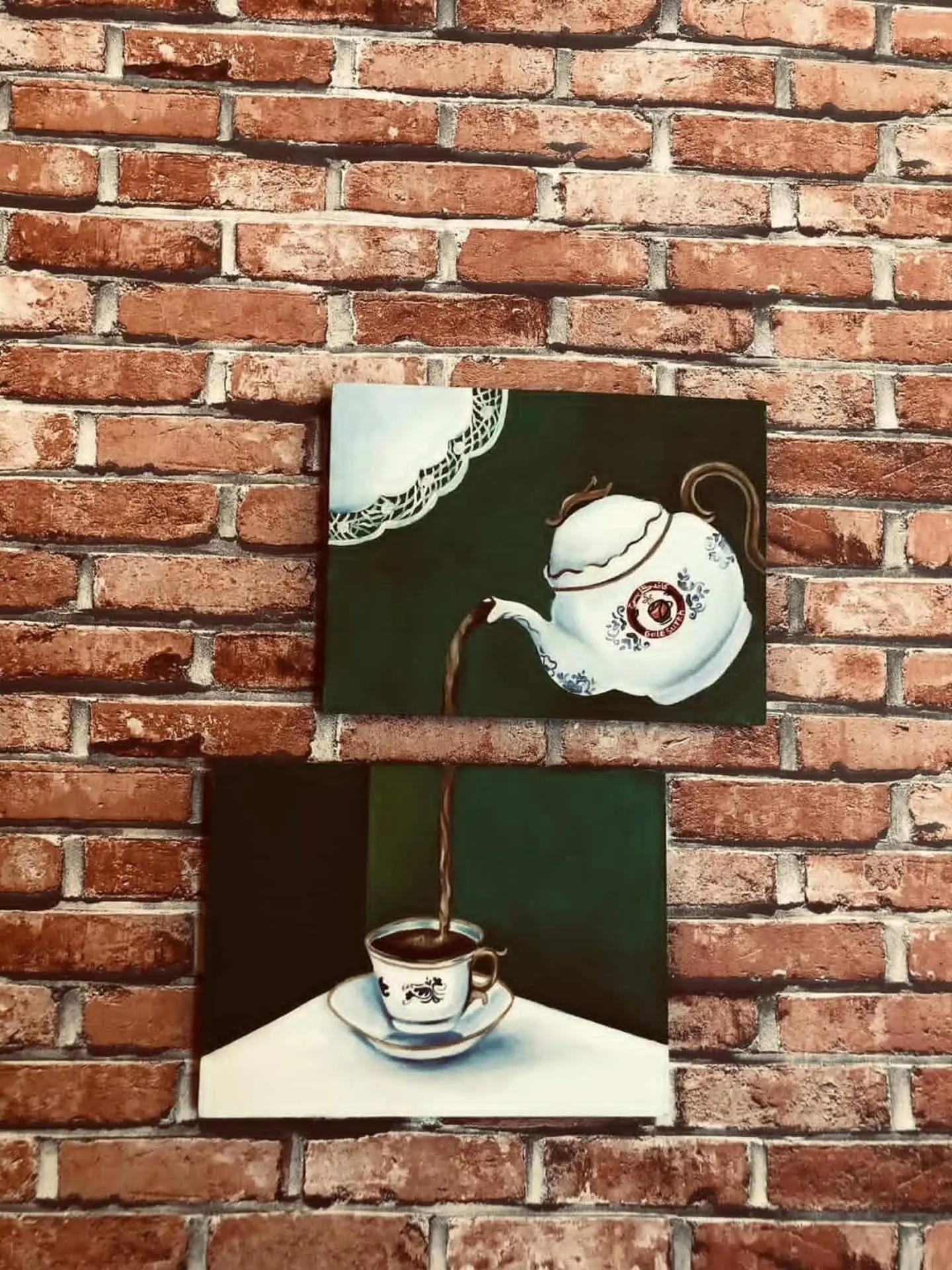 Hand-painted artwork on the brick wall